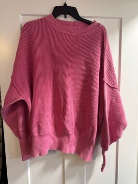 aerie Hot Pink Ribbed Crew Neck Sweater